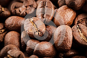 Coffee background. Beans macro