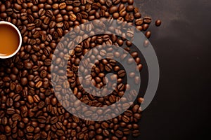 Coffee background closeup topview. Generate Ai