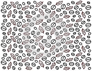 Coffee background pattern. Editable outline stroke. Vector line.