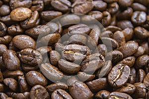 Coffee background, roasted beans texture