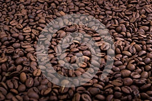 Coffee background with selective focus.