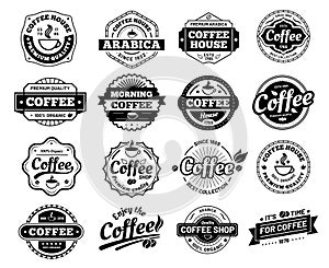 Coffee badges. Cafe logo stamp sticker. Restaurant logotype. Vintage logotype vector isolated illustration