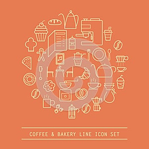 coffee and bakery line icon