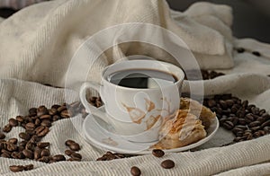 Coffee and baklava on table