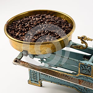 Coffee in the balance pan.