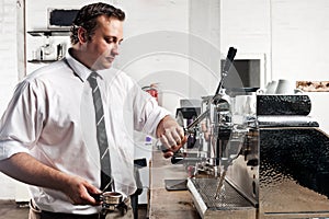 Coffee barista at work