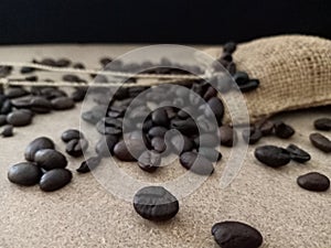 Coffee bean and blurring coffee pouch