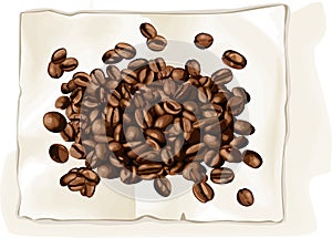 Coffee bean on book photo