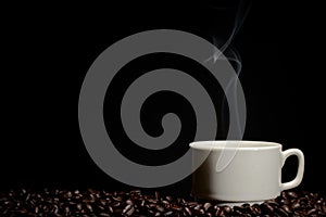Coffee bean cup and smoke
