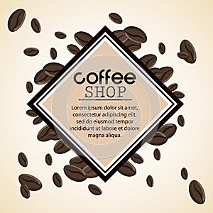 Coffee bean frame shop beverage icon