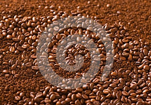 Coffee Bean on Ground Coffee