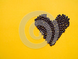 Coffee bean in heart shape love concept
