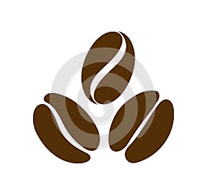 Coffee bean icon. Logo for seed or grain of coffee for cafe. Black espresso, arabica, cappuccino and latte. Symbol of caffeine