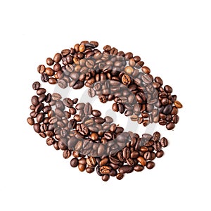 Coffee bean image made up of coffee beans on a white background