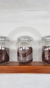 Coffee bean in jar at cafe