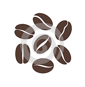 Coffee bean logo. Isolated coffe beans on white background photo