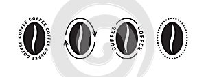 Coffee bean logos. Coffee shop labels set. Vector scalable graphics