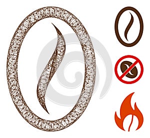 Coffee Bean Polygonal Web Vector Mesh Illustration