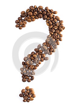Coffee bean question mark isolated on white