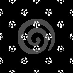 Coffee bean seamless pattern isolated on black background