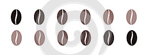 Coffee bean set. Brown coffee bean icons. Vector scalable graphics