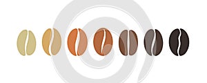 Coffee bean set. Isolated coffe beans on white background