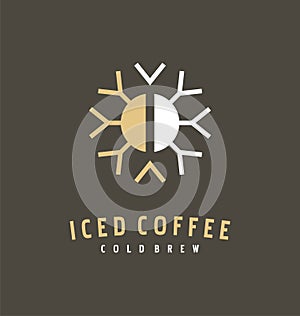 Coffee bean and snowflake logo design idea for iced coffee