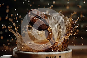 Coffee Bean Splash in Cup