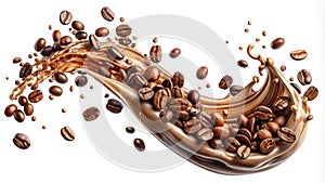 Coffee Bean Splash Dynamic Composition, Brown Tones, Energy Concept