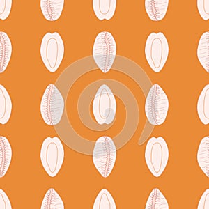 Coffee Bean Trivia Seashell Seamless Vector Pattern