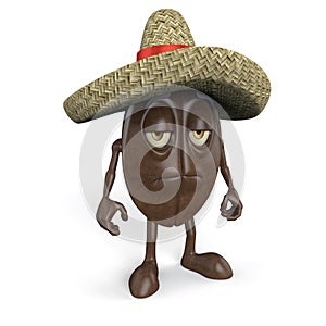 Coffee bean wearing sombrero photo