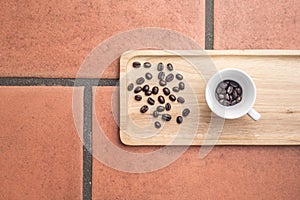 Coffee bean on wooden board