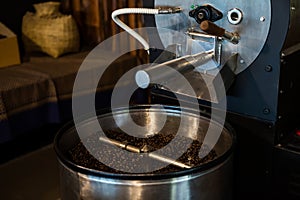 Coffee beans in automatic grinder