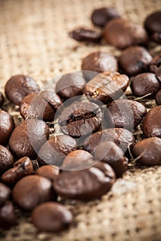Coffee beans background, close-up