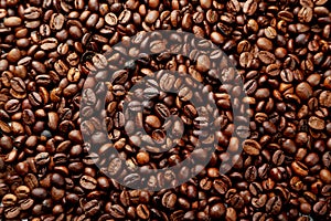 Coffee beans background close up