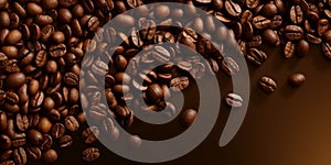 Coffee beans background. Close up of roasted coffee beans with AI generated.