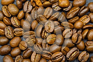 Coffee beans on black background