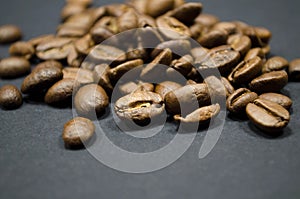 Coffee beans on black background