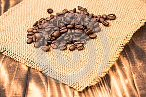 Coffee Beans Border over Burlap