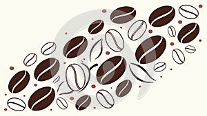 Coffee Beans and Branch Pattern Vector, vector design Generative AI