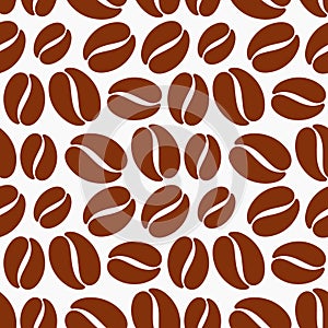 Coffee beans brown seamless pattern