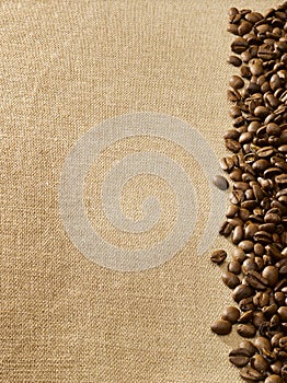 Coffee beans on burlap