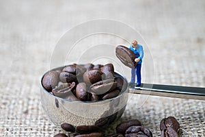 Coffee beans business expert or professional concept, miniature
