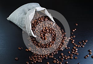 Coffee beans and canvas bag