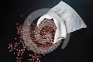 Coffee beans and canvas bag