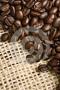 Coffee beans from canvas sack