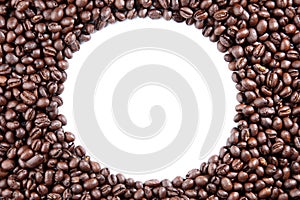 Coffee Beans circle on white background