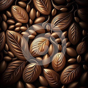 Coffee beans, close focus. Calm wallpapers for a desk, telephone.