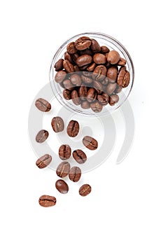 Coffee beans. Coffee beans in a bowl on a white background