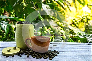 Coffee beans,coffee cup.